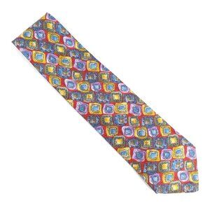 Carrot & Gibbs Men Necktie Pure Silk Geometric Multicolor Size 57x4 - NWOT